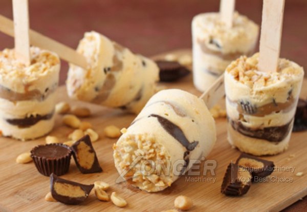 Layered Peanut Butter Brittle Ice Cream Pops